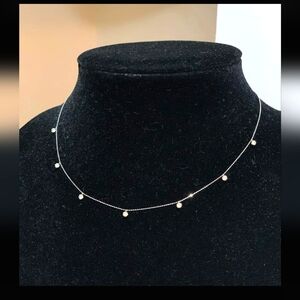 Diamond Station Necklace in White Solid Gold 18K